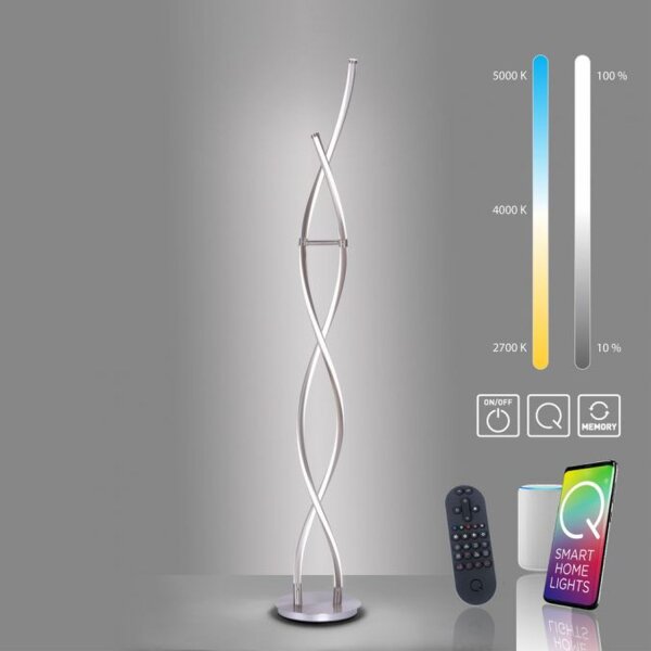 LED Stehleuchte Wellen in Stahl dimmbar 53 W 140 cm