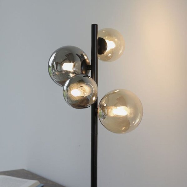 Tischlampe Rauchgrau Bernstein 48 cm G9 3000 K Glas