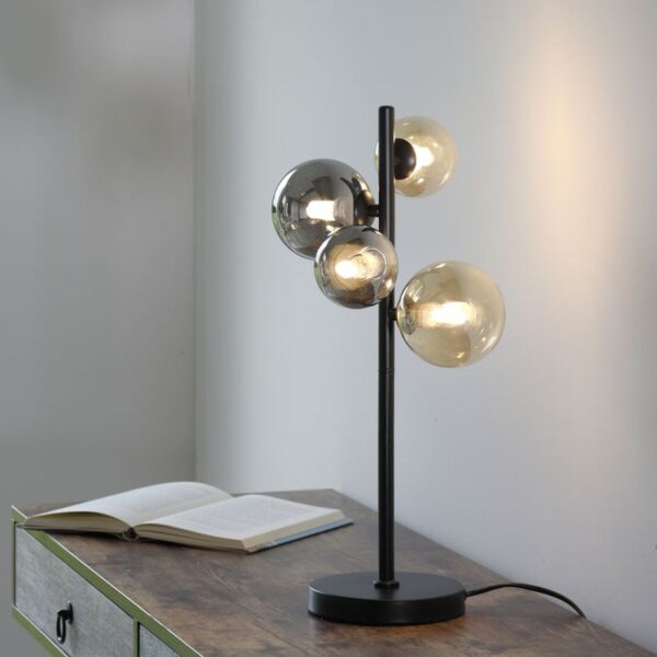 Tischlampe Rauchgrau Bernstein 48 cm G9 3000 K Glas