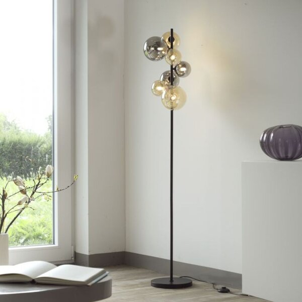 Stehlampe Rauchgrau Bernstein Glas 155 cm G9 2100 lm
