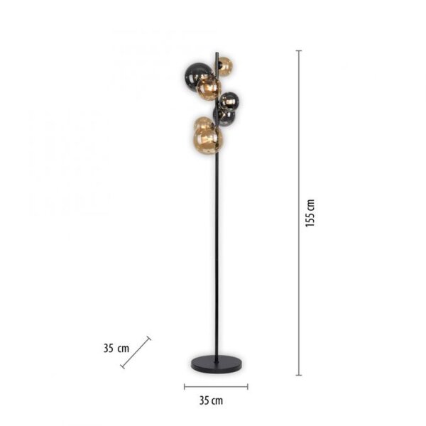 Stehlampe Rauchgrau Bernstein Glas 155 cm G9 2100 lm