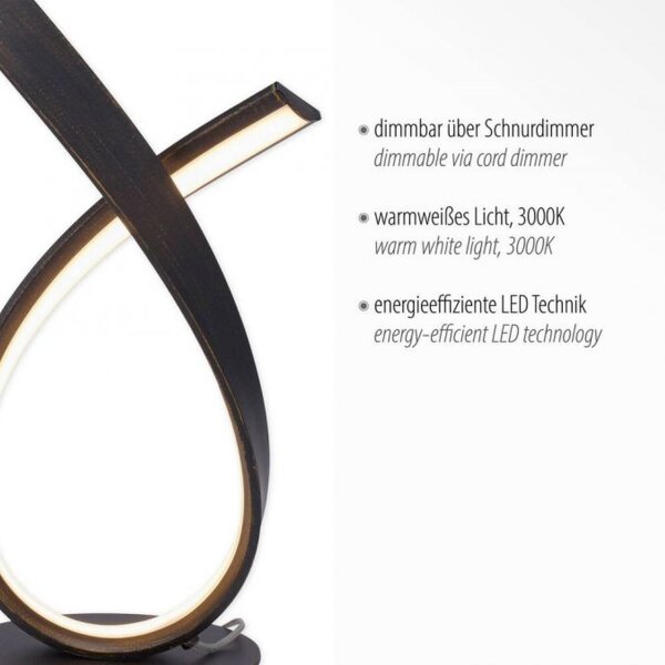 Stilvolle LED Tischlampe in Rostbraun 38,5 cm dimmbar
