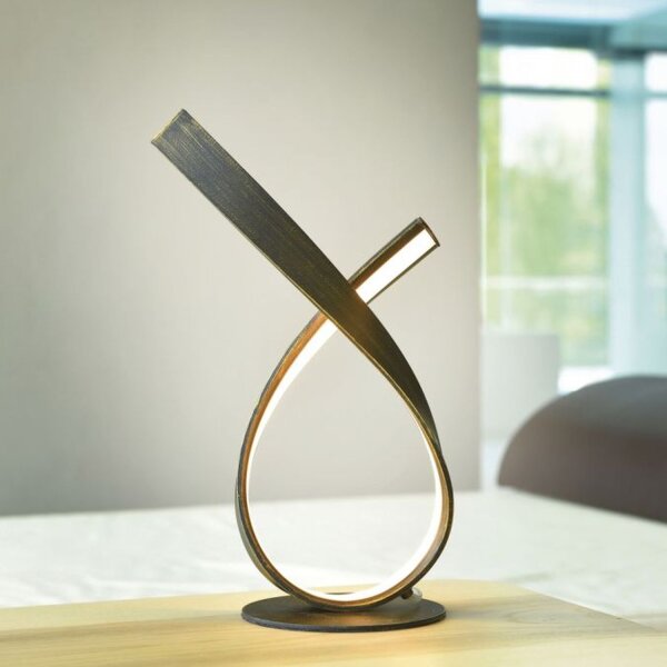 Stilvolle LED Tischlampe in Rostbraun 38,5 cm dimmbar