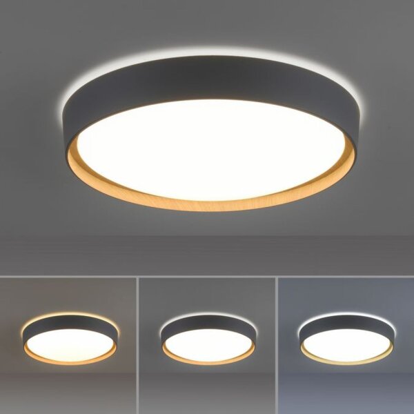 LED Deckenlampe Holz Metall Grau Ø51 cm 3720 lm dimmbar