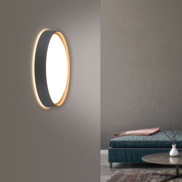 LED Deckenlampe Holz Metall Grau Ø51 cm 3720 lm dimmbar