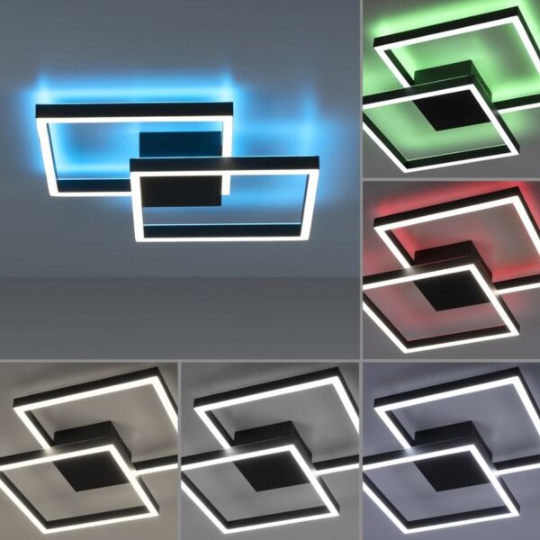 LED Deckenlampe Schwarz Metall 53,5 cm 5000 lm dimmbar