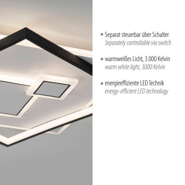 LED Deckenlampe Weiß Schwarz warmweiß 3000 K 4900 lm