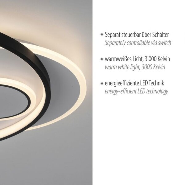 LED Deckenlampe Ringe Weiß Schwarz warmweiß 3000 K 27 W