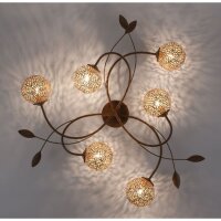 Landhaus Deckenlampe G9 L:68 cm Kugeln Gold Floral
