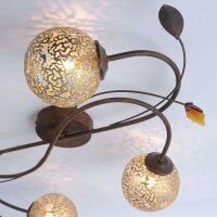Landhaus Deckenleuchte G9 4-flammig Kugeln Gold Floral