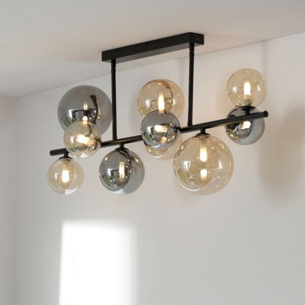 Deckenlampe Kugeln Rauchgrau Bernstein Glas 85 cm G9