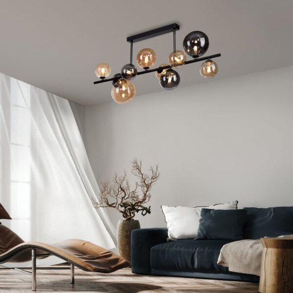 Deckenlampe Kugeln Rauchgrau Bernstein Glas 85 cm G9