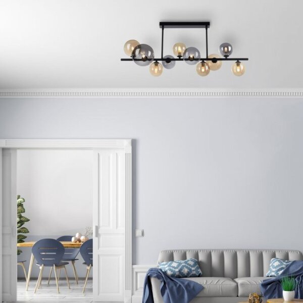 Deckenlampe Kugeln Rauchgrau Bernstein Glas 85 cm G9
