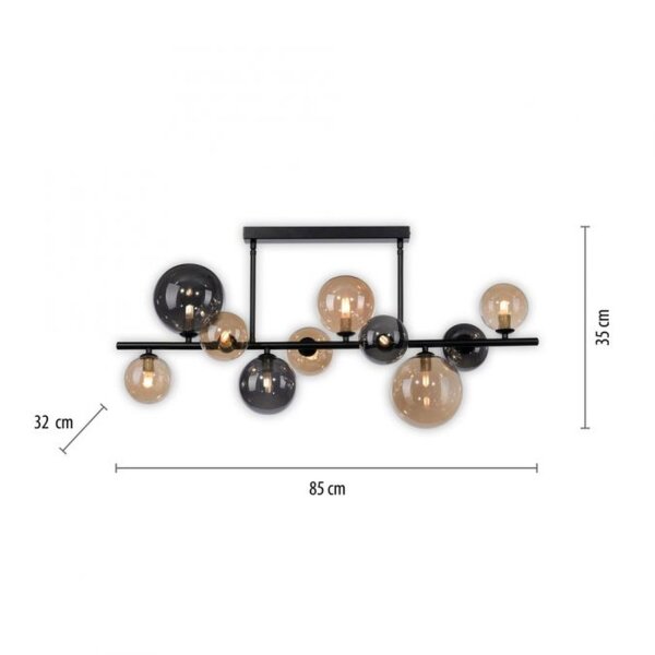 Deckenlampe Kugeln Rauchgrau Bernstein Glas 85 cm G9