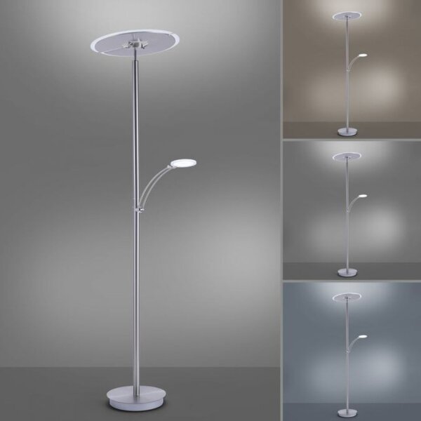 LED Stehlampe mit Lesearm in Stahl Glas 200 cm 5770 lm
