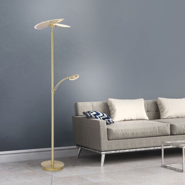 LED Stehlampe Leselicht in Messing Glas 200 cm dimmbar
