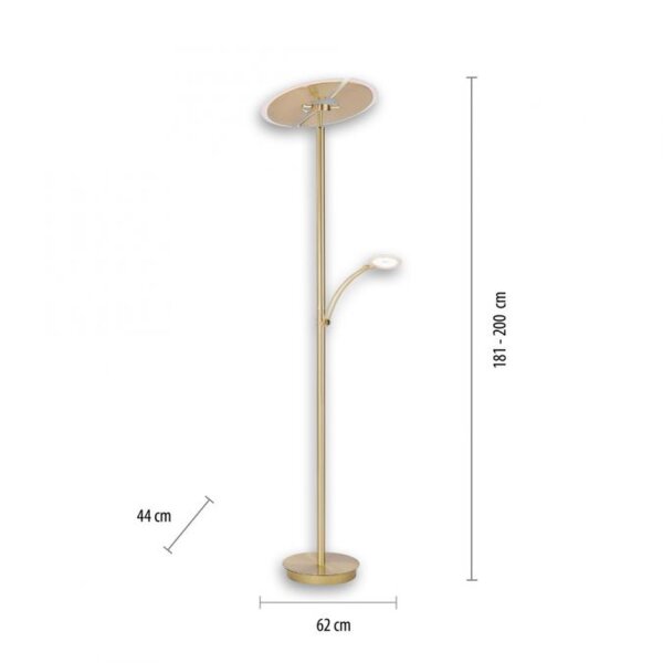 LED Stehlampe Leselicht in Messing Glas 200 cm dimmbar