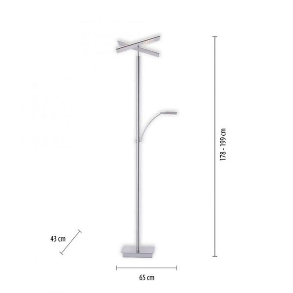 LED Stehlampe dimmbar Leselicht in Stahl Glas 199 cm