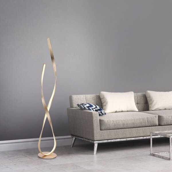 Dimmbare LED Stehlampe in Blattgold 140 cm 3000 K 26 W