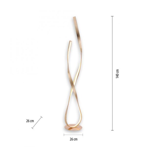 Dimmbare LED Stehlampe in Blattgold 140 cm 3000 K 26 W
