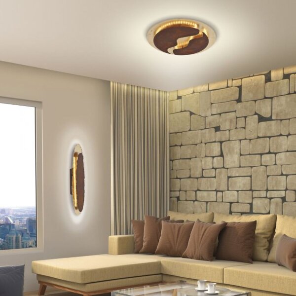 LED Deckenleuchte dimmbar Rostbraun Gold Ø50 cm 3000 K