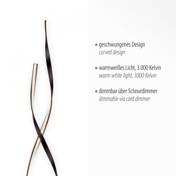 Dimmbare LED Stehlampe in Rostbraun 140 cm 3000 K 26 W