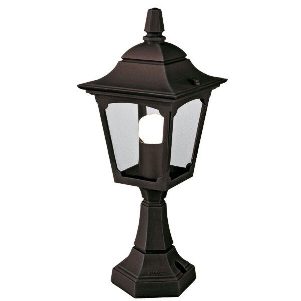 Sockelleuchte Schwarz Aluminium Glas H:44 cm IP44 E27