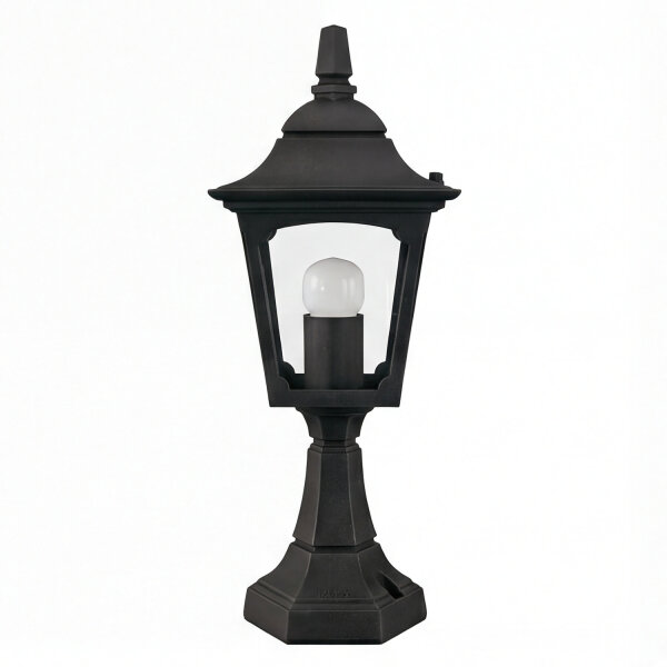 Sockelleuchte Schwarz Aluminium Glas H:44 cm IP44 E27
