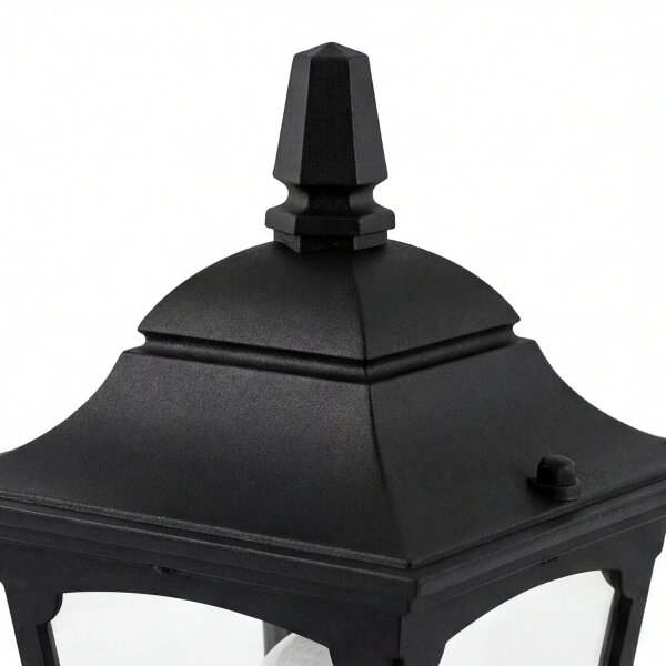 Sockelleuchte Schwarz Aluminium Glas H:44 cm IP44 E27