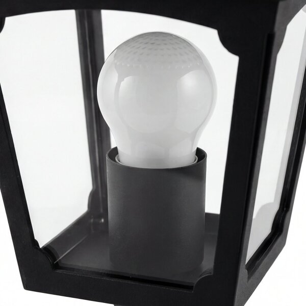 Sockelleuchte Schwarz Aluminium Glas H:44 cm IP44 E27