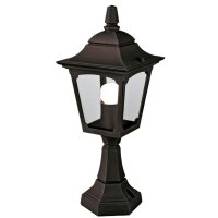 Sockelleuchte Schwarz Aluminium Glas H:44 cm IP44 E27