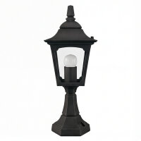 Sockelleuchte Schwarz Aluminium Glas H:44 cm IP44 E27