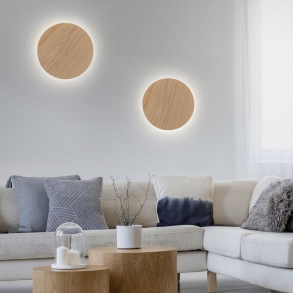 Dimmbare LED Akku Wandlampe Fernbedienung Eichenholz