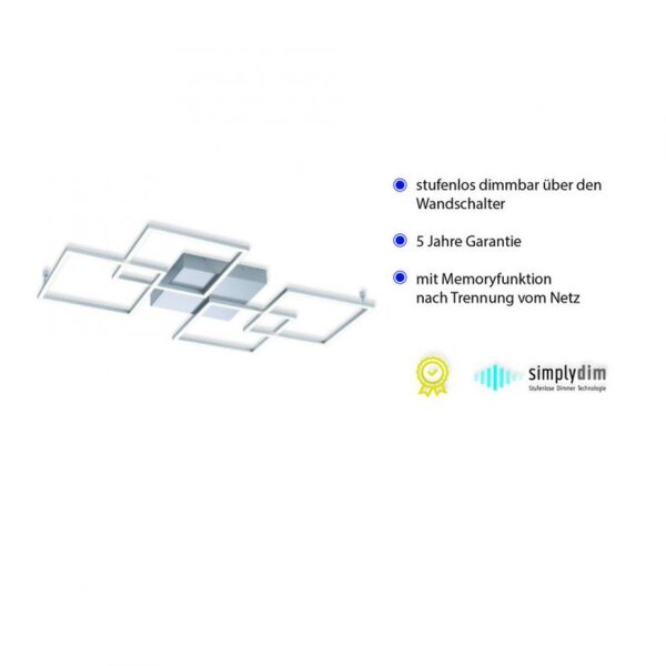 Dimmbare LED Deckenlampe Modern 80 cm 4424 lm in Stahl
