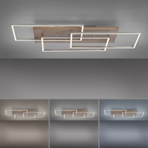 Gemütliche LED Deckenlampe Holz L:82 cm 4320 lm dimmbar
