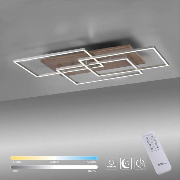 Gemütliche LED Deckenlampe Holz L:82 cm 4320 lm dimmbar