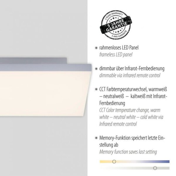 Dimmbare LED Deckenleuchte Fernbedienung Weiß Memory