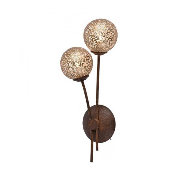 Wandleuchte Rustikal Rostbraun Gold H:44 cm G9 2-flmg