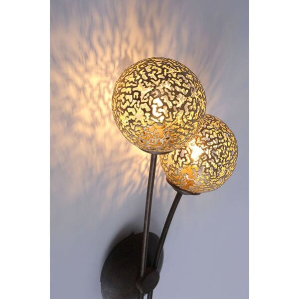 Wandleuchte Rustikal Rostbraun Gold H:44 cm G9 2-flmg