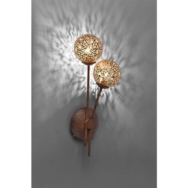 Wandleuchte Rustikal Rostbraun Gold H:44 cm G9 2-flmg