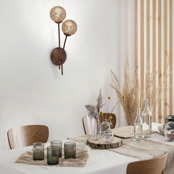 Wandleuchte Rustikal Rostbraun Gold H:44 cm G9 2-flmg