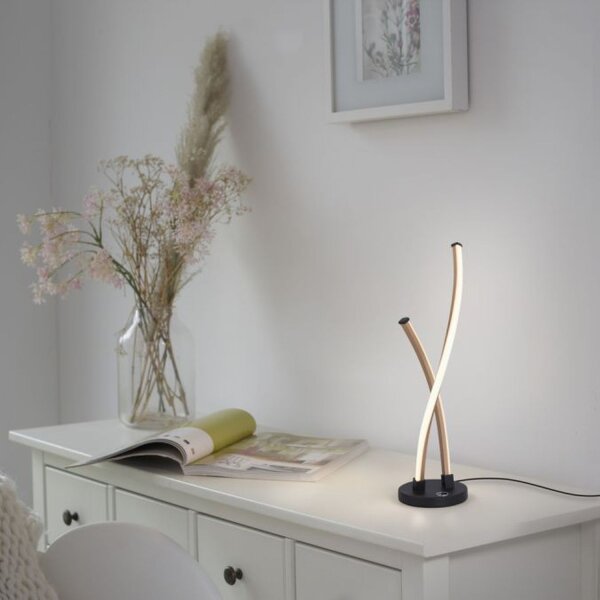 Stylische LED Tischlampe Schwarz Gold dimmbar mit Touch