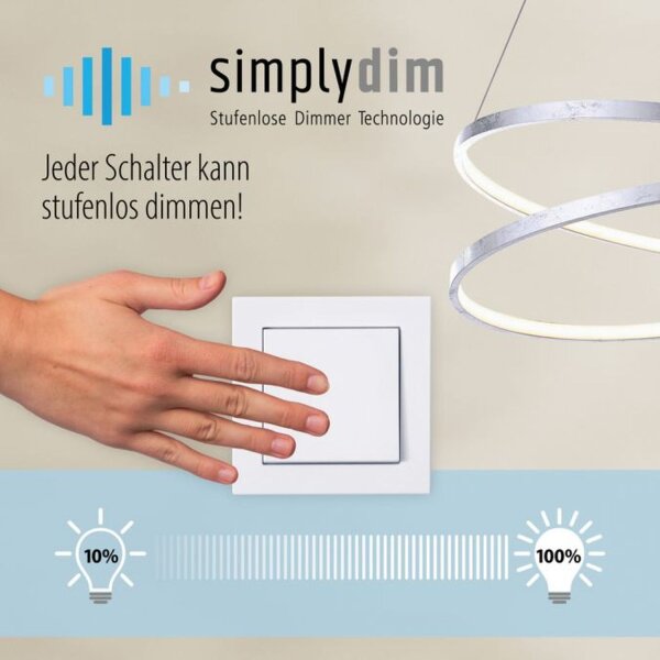 Große LED Hängelampe in Stahl 110 cm 3000 K dimmbar