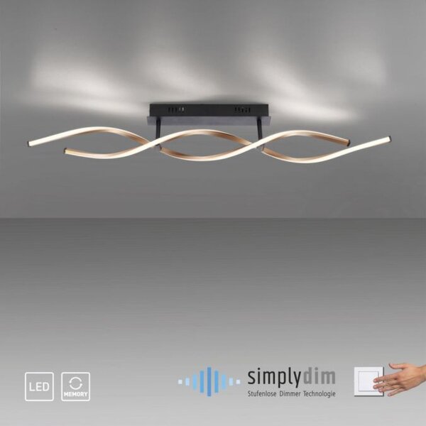 Dimmbare LED Deckenlampe Schwarz Messing 106 cm 3000 K