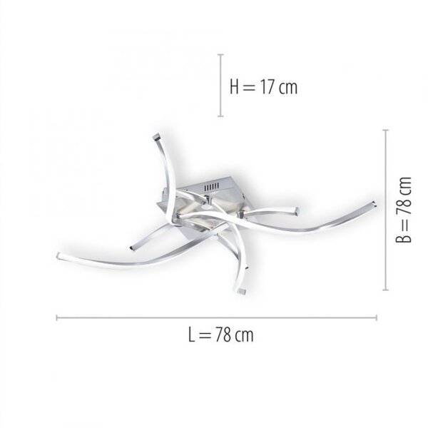 Dimmbare LED Deckenlampe in Stahl L:78 cm 27 W 2400 lm