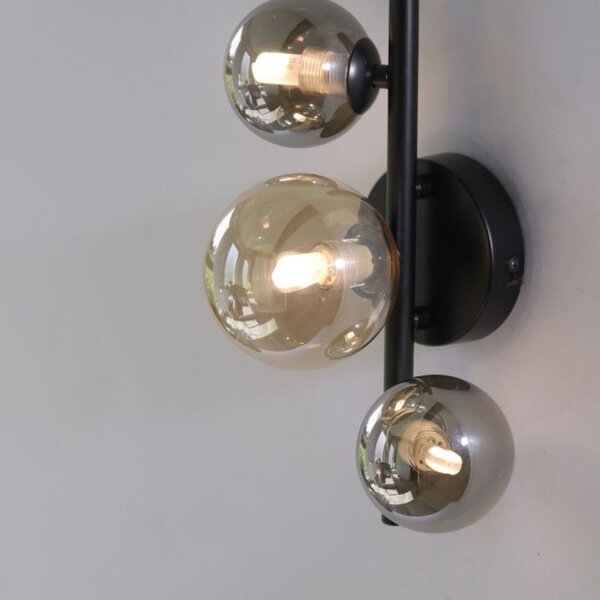 Wandlampe Kugeln Rauchgrau Bernstein Glas G9 H:28,5 cm