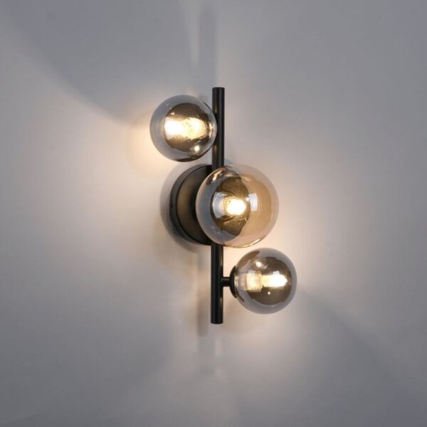Wandlampe Kugeln Rauchgrau Bernstein Glas G9 H:28,5 cm
