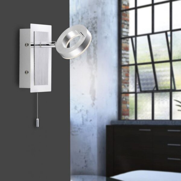 LED Wandstrahler Zugschalter IP44 flexibel in Aluminium