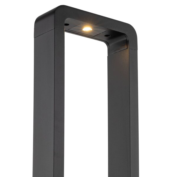 LED Pollerleuchte Metall 80 cm hoch IP54 Schwarz 3000 K