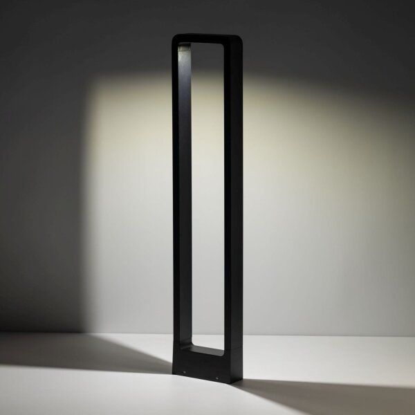 LED Pollerleuchte Metall 80 cm hoch IP54 Schwarz 3000 K